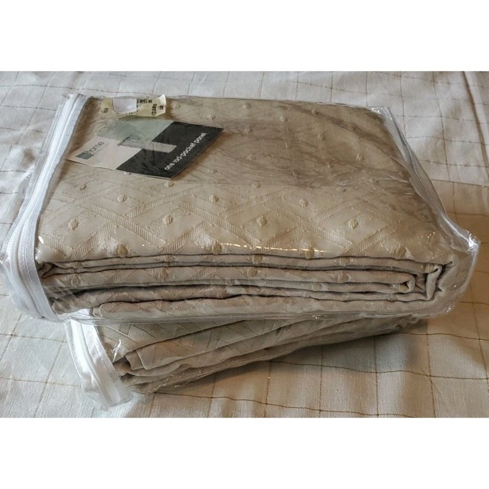 Vtg PC Penney Collection Beige Westbury Lattice Curtains 2 Panels 54x84"‎ New